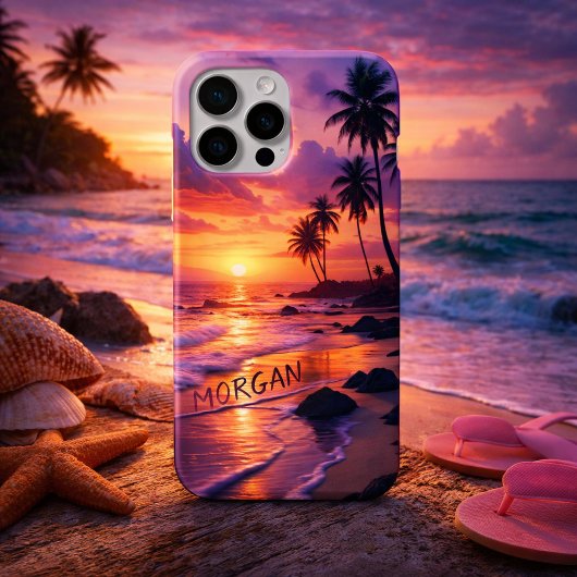 Aangepaste Tropische Zonsondergang Strand – Dromer Case-Mate iPhone Case