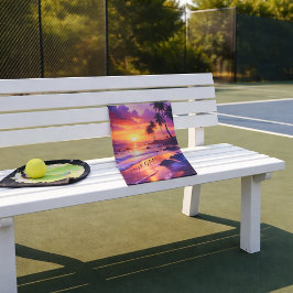 Aangepaste Tropische Zonsondergang Strand – Kustsp Handdoek