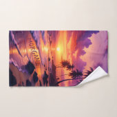 Aangepaste Tropische Zonsondergang Strand – Kustsp Handdoek (Handdoek)