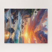 Aangepaste tropische zonsondergangkliffen – Levend Legpuzzel (Horizontaal)