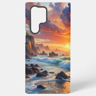 Aangepaste tropische zonsondergangkliffen – Levend Samsung Galaxy Hoesje