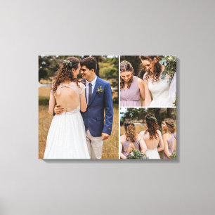 Aangepaste Trouw 3 Foto's eenvoudige lay-out Canvas Afdruk