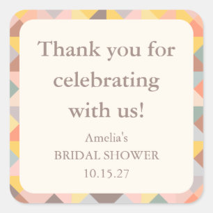 Aangepaste Trouw Bruiloft Dank Je Wel Gele Pastel  Vierkante Sticker