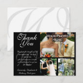 Aangepaste trouw-hartelijkdankkaart 3 foto vlakke bedankkaart (Voorkant / Achterkant)