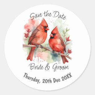 Aangepaste Trouw Save the Date Kerst Kardinaal Ronde Sticker