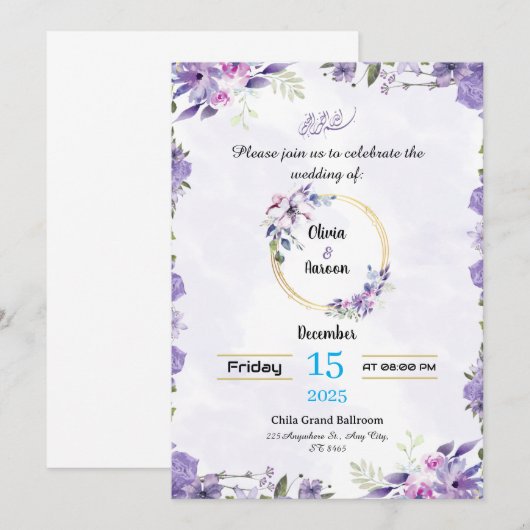 Aangepaste Trouw Uitnodiging Design (Voorkant / Achterkant)