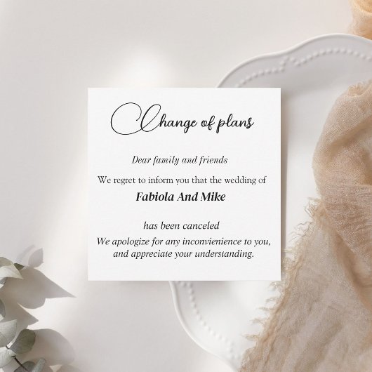 Aangepaste trouwannuleringsaankondigingskaart kaart