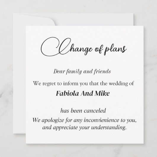 Aangepaste trouwannuleringsaankondigingskaart kaart (Voorkant)