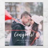 Aangepaste trouwdag foto Gefeliciteerd Wijn Etiket (Enkel label)