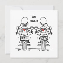 Aangepaste trouwdag voor twee bruiden motorrijders