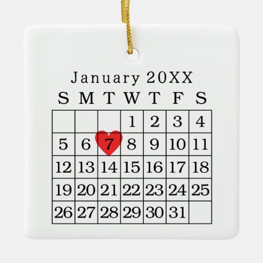 Aangepaste Trouwdatum Kalender Kerst Ornament (Voorkant)