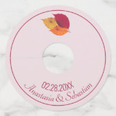 Aangepaste trouwdatum Kleurrijke herfstbladeren Wijnglaslabel (Voorkant)