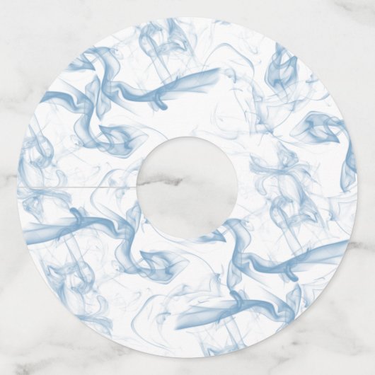 Aangepaste trouwdatum naam blauwe rook wijnglaslabel (Achterkant)