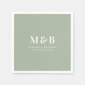 Aangepaste Trouwe Monogram Eerste Letters Groen Servet (Voorkant)