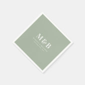 Aangepaste Trouwe Monogram Eerste Letters Groen Servet (Hoek)
