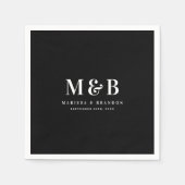 Aangepaste Trouwe Monogram Eerste Letters Zwart Servet (Voorkant)