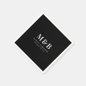 Aangepaste Trouwe Monogram Eerste Letters Zwart Servet (Hoek)