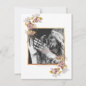 Aangepaste Trouwfoto Bloemen Goud Script Wit Kaart (Achterkant)