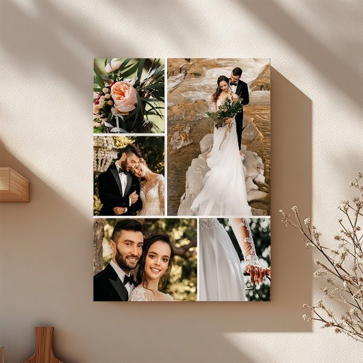 Aangepaste trouwfoto collage van het gezin canvas afdruk