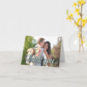 Aangepaste Trouwfoto Danktekst Overlay Kaart (Gele Bloem)