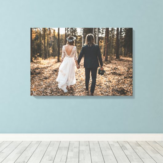 Aangepaste trouwfoto Extra grote canvas Print (Insitu (Houten vloer))