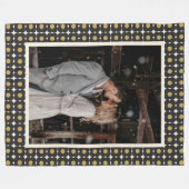 Aangepaste trouwfoto Jubileum Zwart Goud Motief Fleece Deken (Voorkant (Horizontaal))