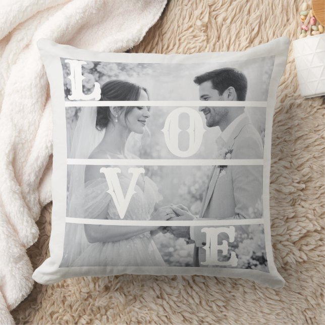 Aangepaste trouwfoto "LIEFDE" Kussen (Deken)