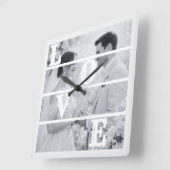 Aangepaste Trouwfoto "LIEFDE" Vierkante Klok (Hoek)
