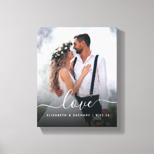 Aangepaste trouwfoto Liefde Wit Schrift Canvas Afdruk (Voorkant)