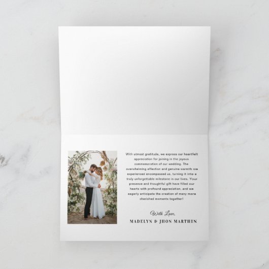 Aangepaste trouwfoto met een elegante kalligrafie bedankkaart (Binnen)