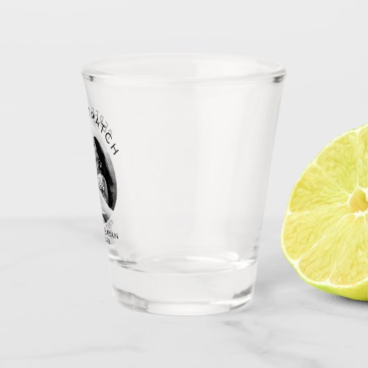 Aangepaste trouwfoto Modern minimalistisch elegant Shot Glas (Rechts)