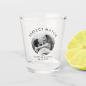 Aangepaste trouwfoto Modern minimalistisch elegant Shot Glas (Voorkant)