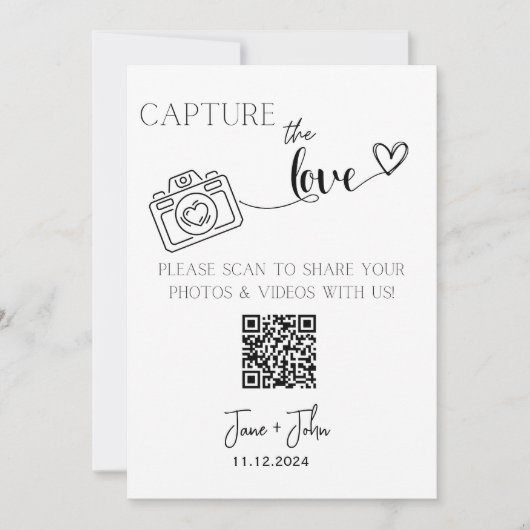 Aangepaste trouwfoto QR Code Sign Leg de liefde va Kaart (Voorkant)