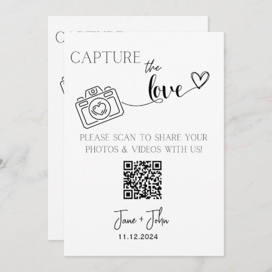 Aangepaste trouwfoto QR Code Sign Leg de liefde va Kaart (Voorkant / Achterkant)
