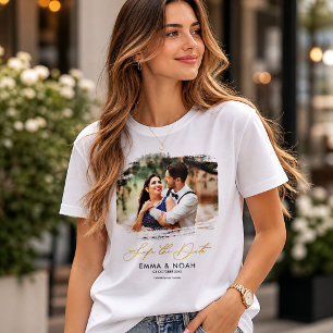 Aangepaste trouwfoto sjabloon voor "save the date" t-shirt