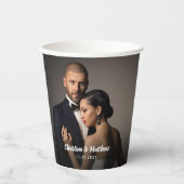 Aangepaste trouwfoto van bruid en bruidegom papieren bekers (Voorkant)
