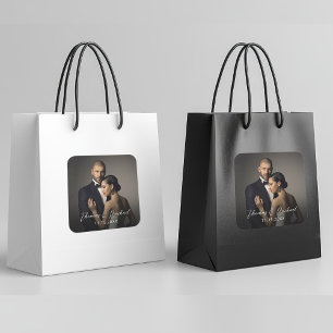 Aangepaste trouwfoto van bruid en bruidegom vierkante sticker