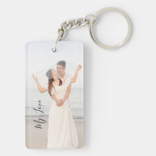 Aangepaste trouwfoto van mijn liefde sleutelhanger (achterkant)