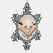 Aangepaste trouwfoto verloofd Forever & Always Tin Sneeuwvlok Ornament (Links)