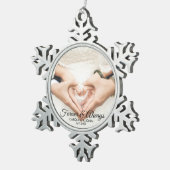Aangepaste trouwfoto verloofd Forever & Always Tin Sneeuwvlok Ornament (Rechts)