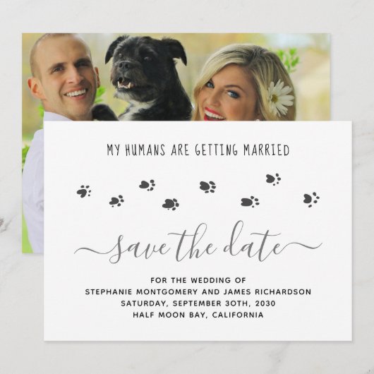 Aangepaste trouwfoto voor huisdieren save the date (Voorkant / Achterkant)
