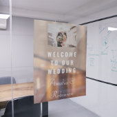 Aangepaste trouwfoto Welkom | Modern wit script Raamsticker