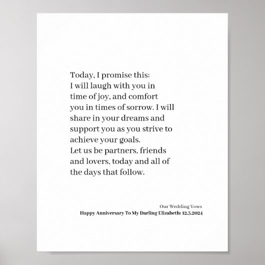 Aangepaste trouwgelofte poster (Voorkant)