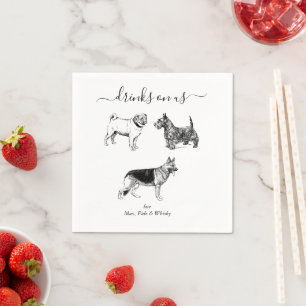 Aangepaste trouwillustratie 3 honden Ik doe dier h Servet