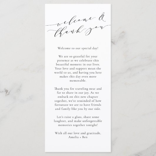 Aangepaste trouwkaart met welkom en bedankje menu (Voorkant)