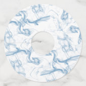 Aangepaste trouwnaam datum blauwe rook wijnglaslabel (Achterkant)