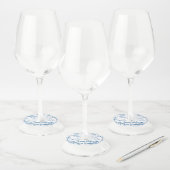Aangepaste trouwnaam datum blauwe rook wijnglaslabel (Set)
