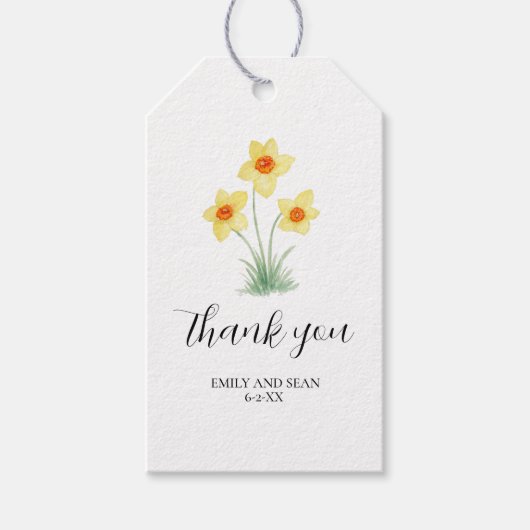 Aangepaste trouwnaam Narcis Lente Dank je Cadeaulabel (Voorkant)