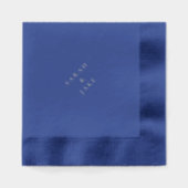 Aangepaste Trouwpaar Naam Navy Silver Folie Servetten (Voorkant)