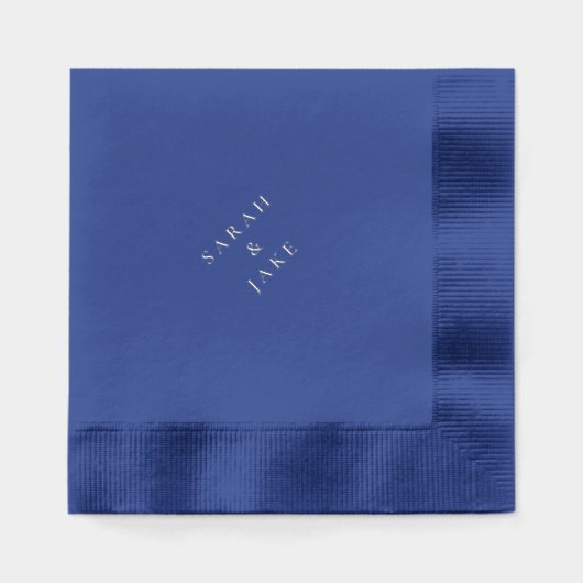 Aangepaste Trouwpaar Naam Navy Silver Folie Servetten (Voorkant)